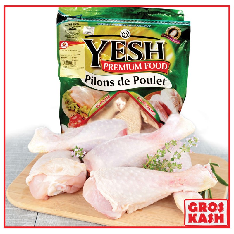 Pilons de Poulet "Yesh" entre 900g et 1 kg surgelés individuellement F surgeCasher Ihoud KLP-Volaille surgelée cacher -GrosKash-